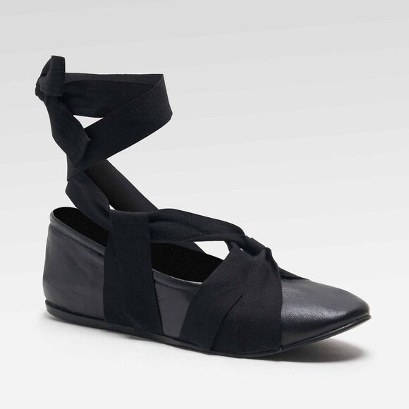🆕 FREE PEOPLE Cece Wrap Ballet Flats / Black - Picture 4 of 9